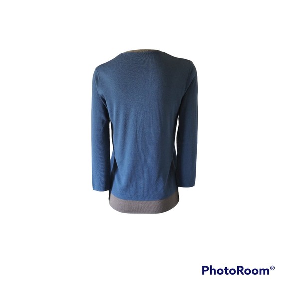 Akris Punto Silk Cashmere Double Layered Cardigan Color Block Blue-Brown - Picture 4 of 12
